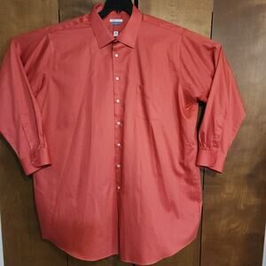VAN HEUSEN Tall Dress Shirt Coral Red Long Sleeve Button Down Men 20‎ 35 36